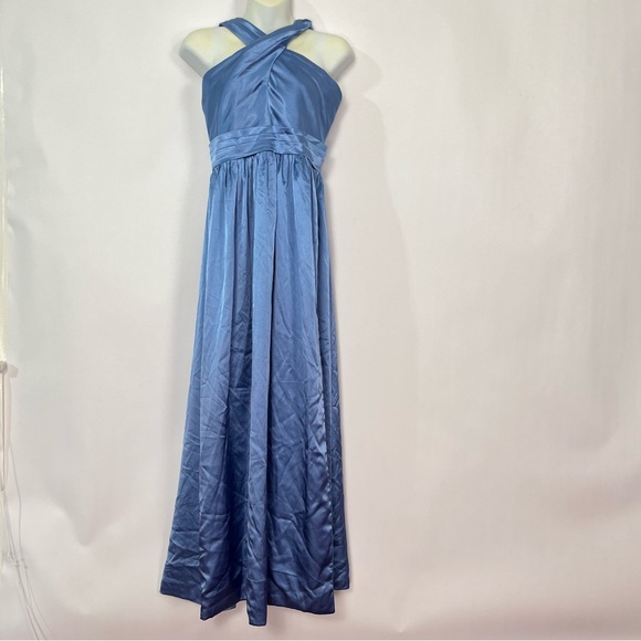 Big Kids Girls Blue Satin Formal Dress Gown Sz 16 NWT - Picture 1 of 4